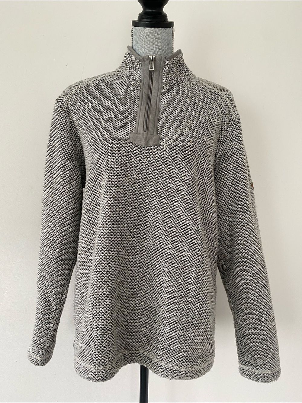 Orvis Gray Half-Zip Cowl Knit Pullover Sz M
